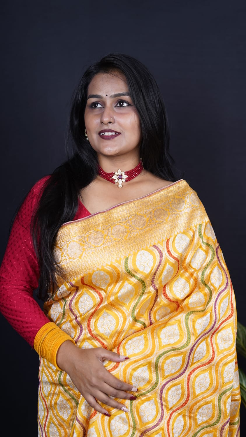 Pure Banarasi Handloom Katan Mehraab Saree