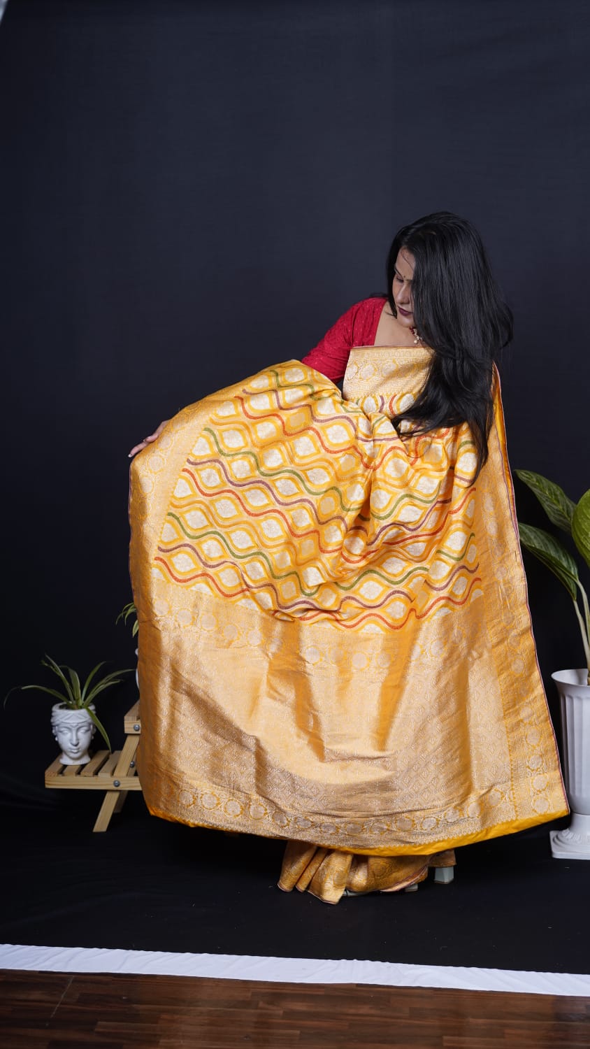 Pure Banarasi Handloom Katan Mehraab Saree