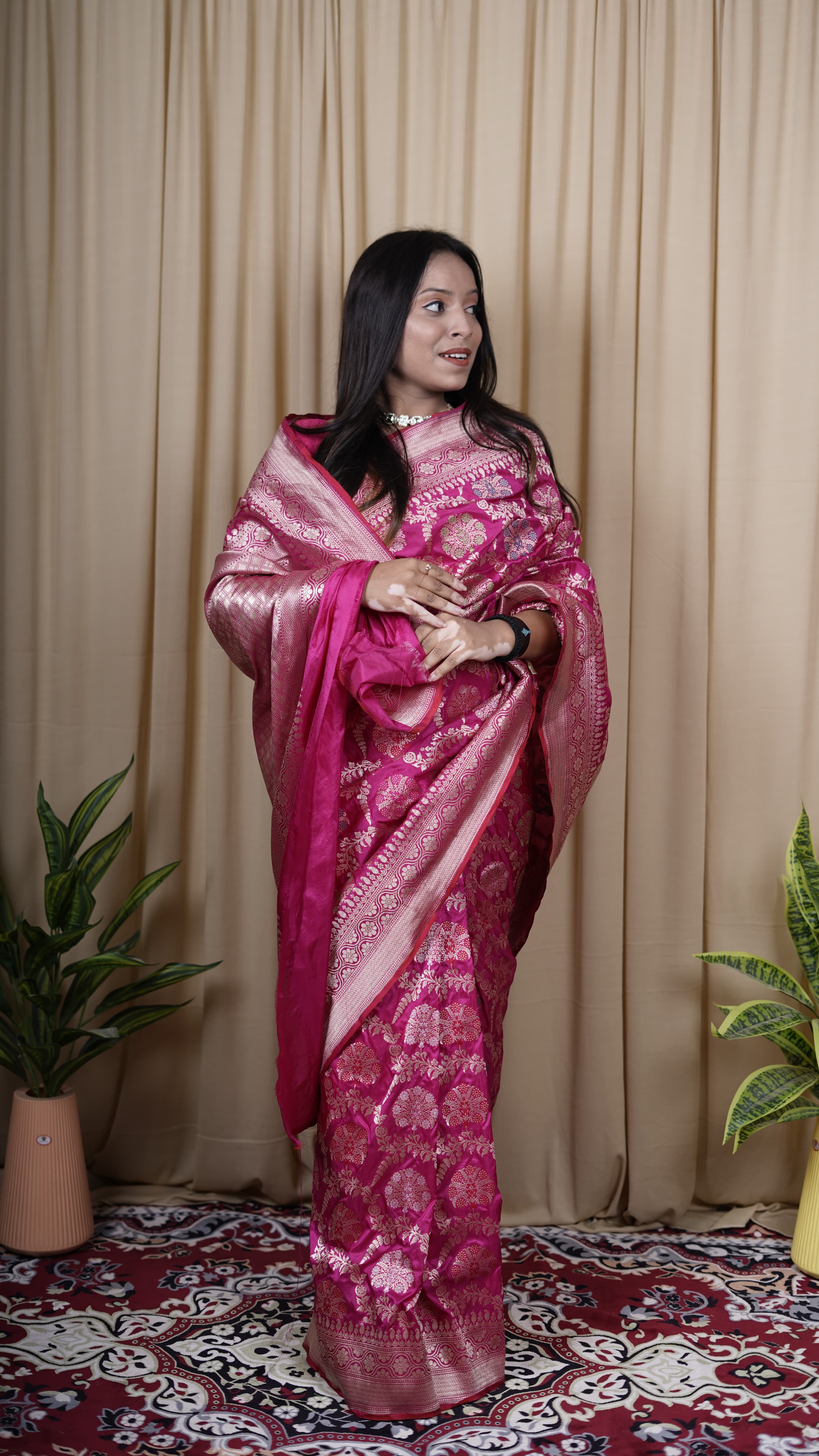 Pure Banarasi Handloom Katan Jamdani Saree