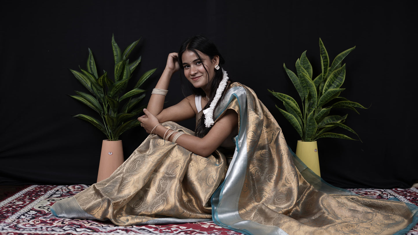 Pure Banarasi Handloom Tissue Brocade Saree