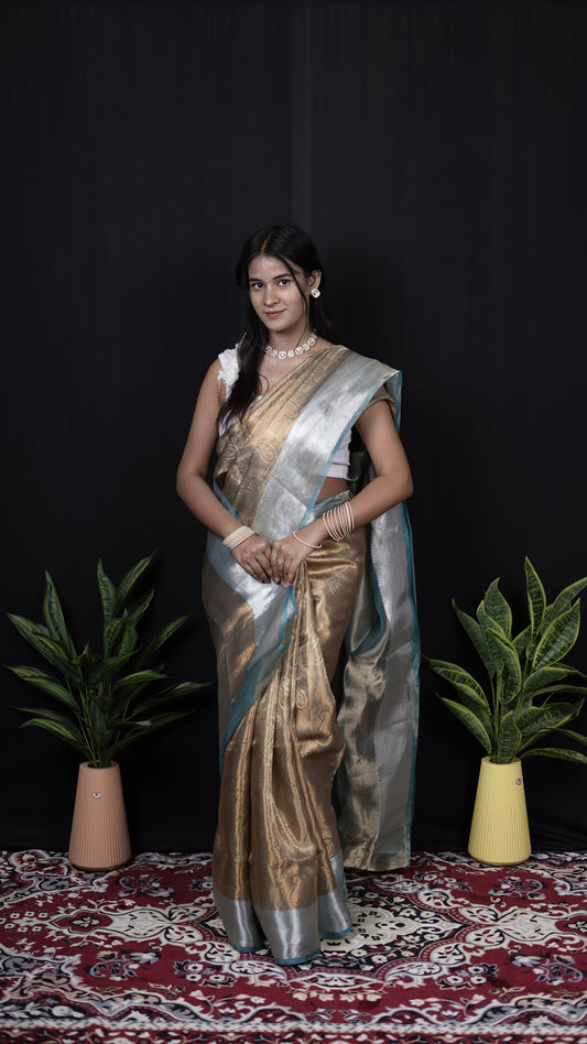 Pure Banarasi Handloom Tissue Brocade Saree