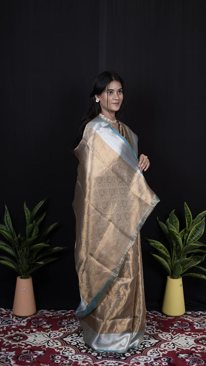 Pure Banarasi Handloom Tissue Brocade Saree