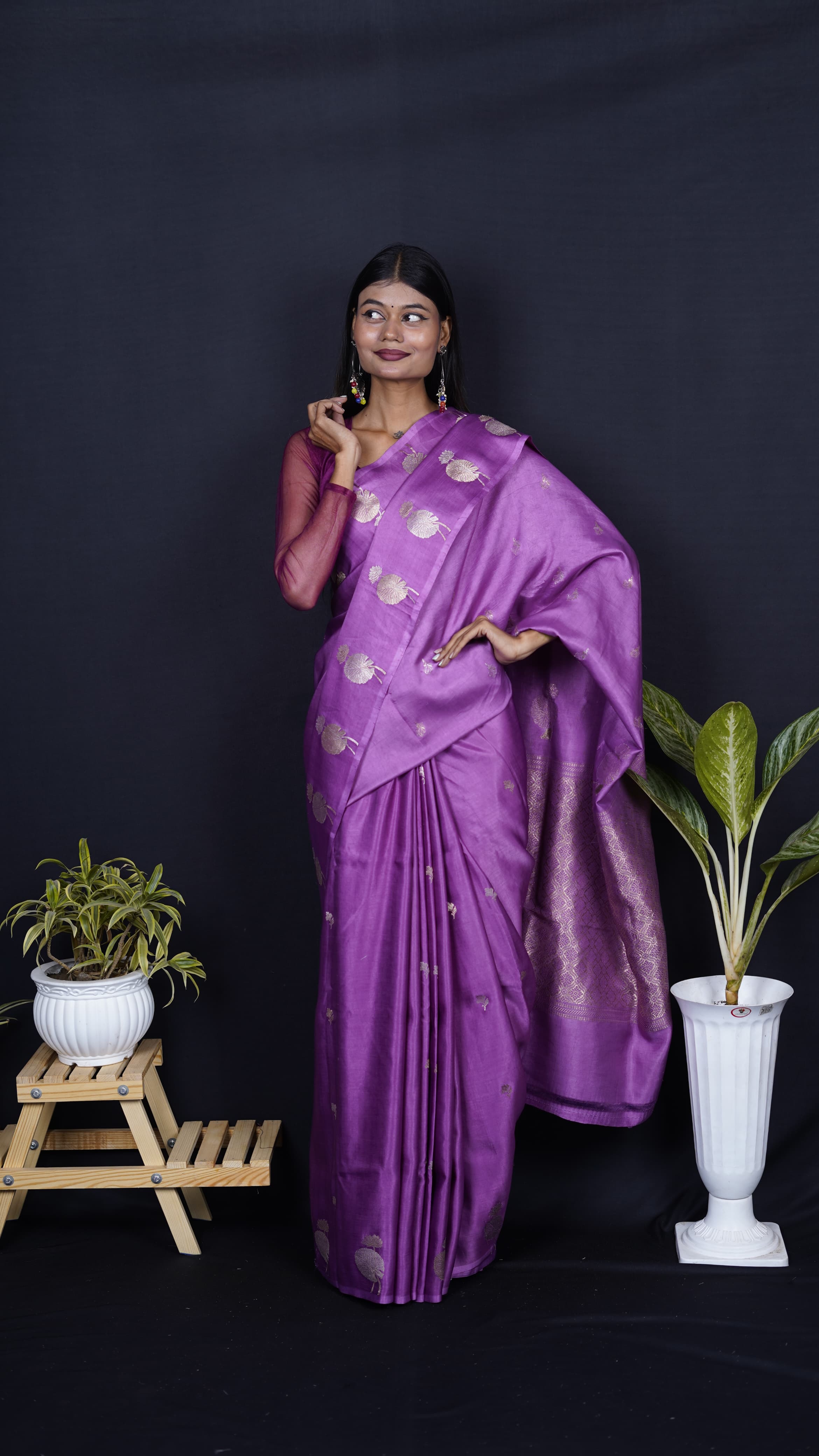 Pure Banarasi Handloom Mashru Designer Saree