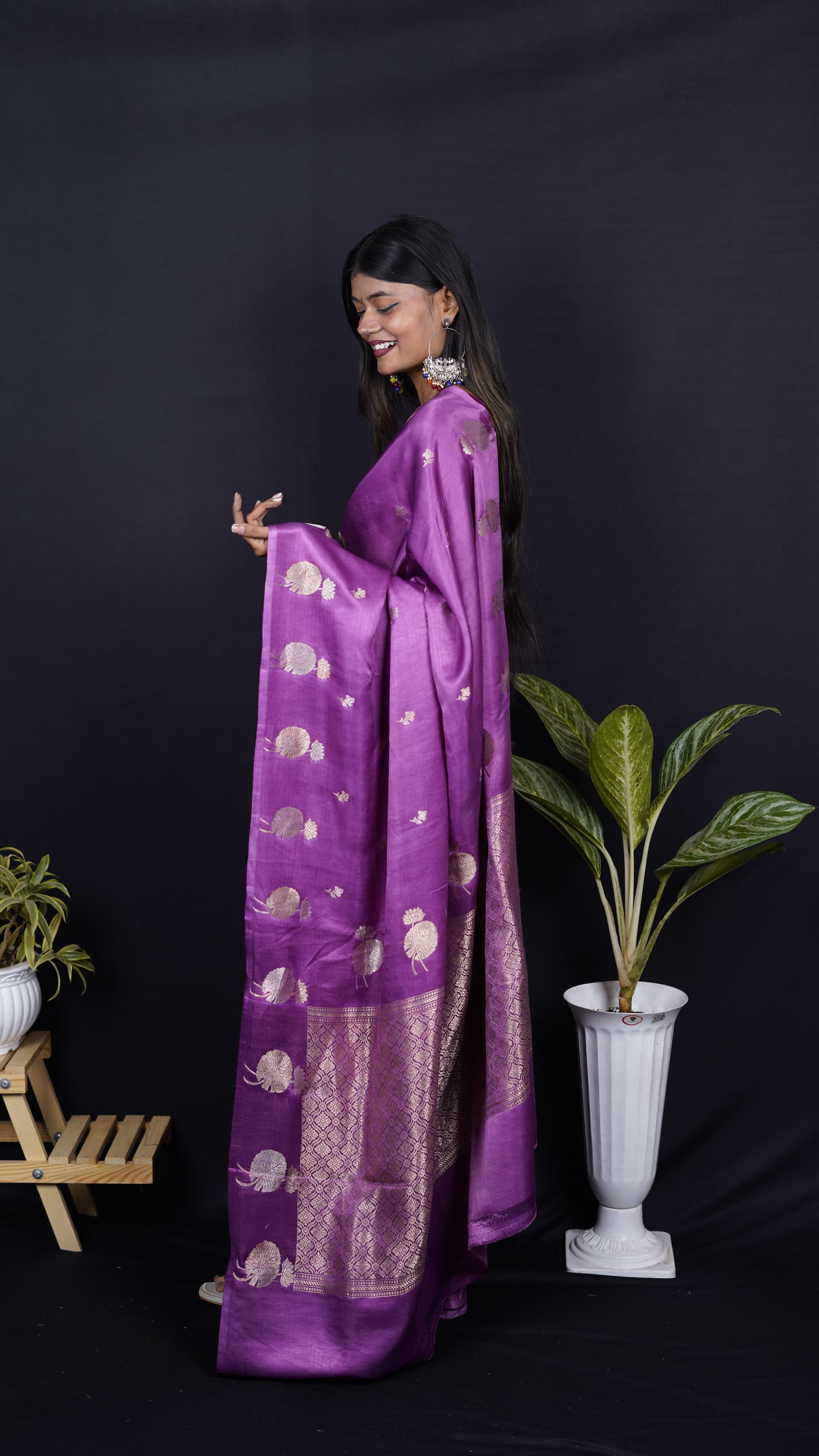 Pure Banarasi Handloom Mashru Designer Saree