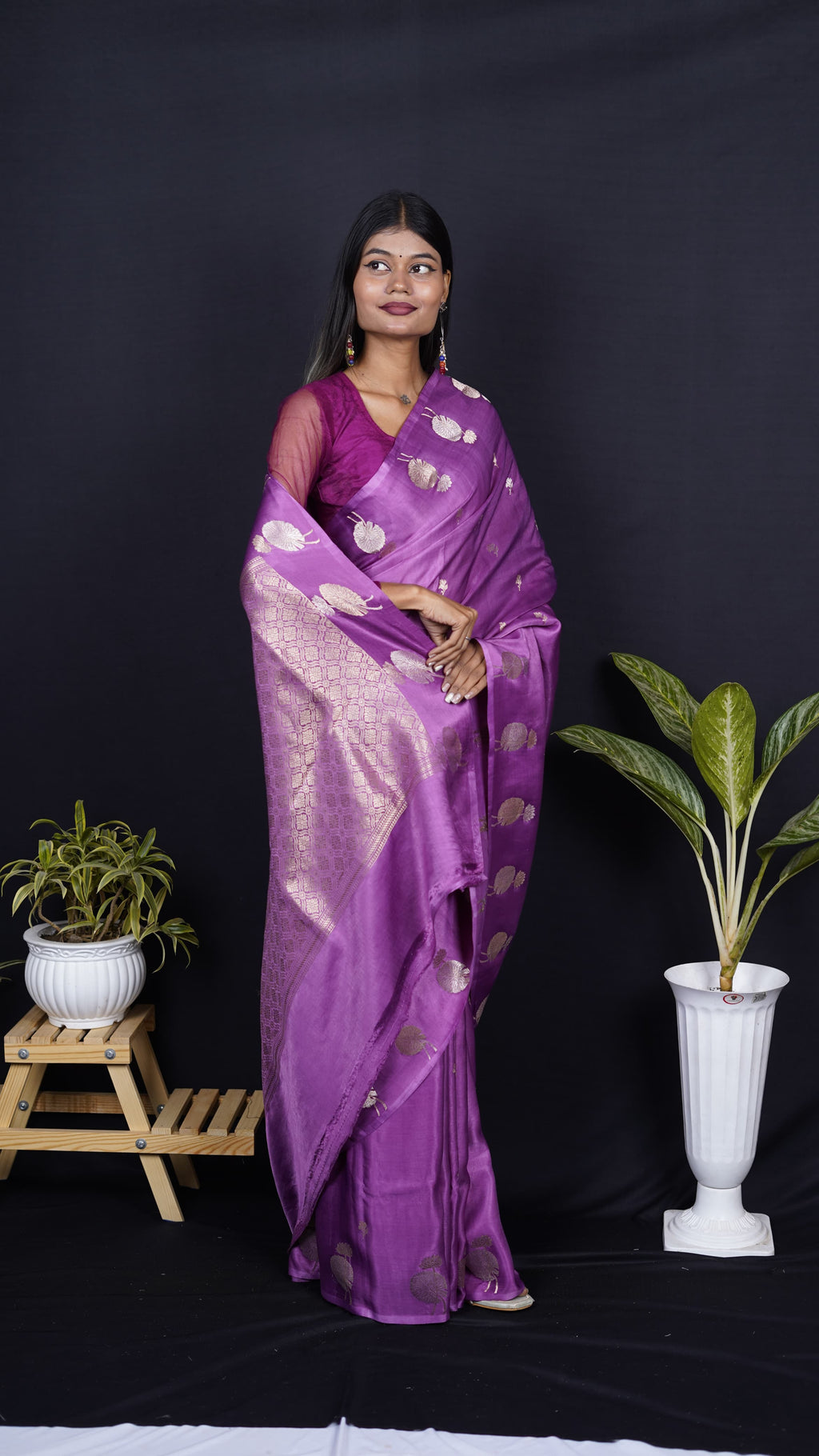 Pure Banarasi Handloom Mashru Designer Saree