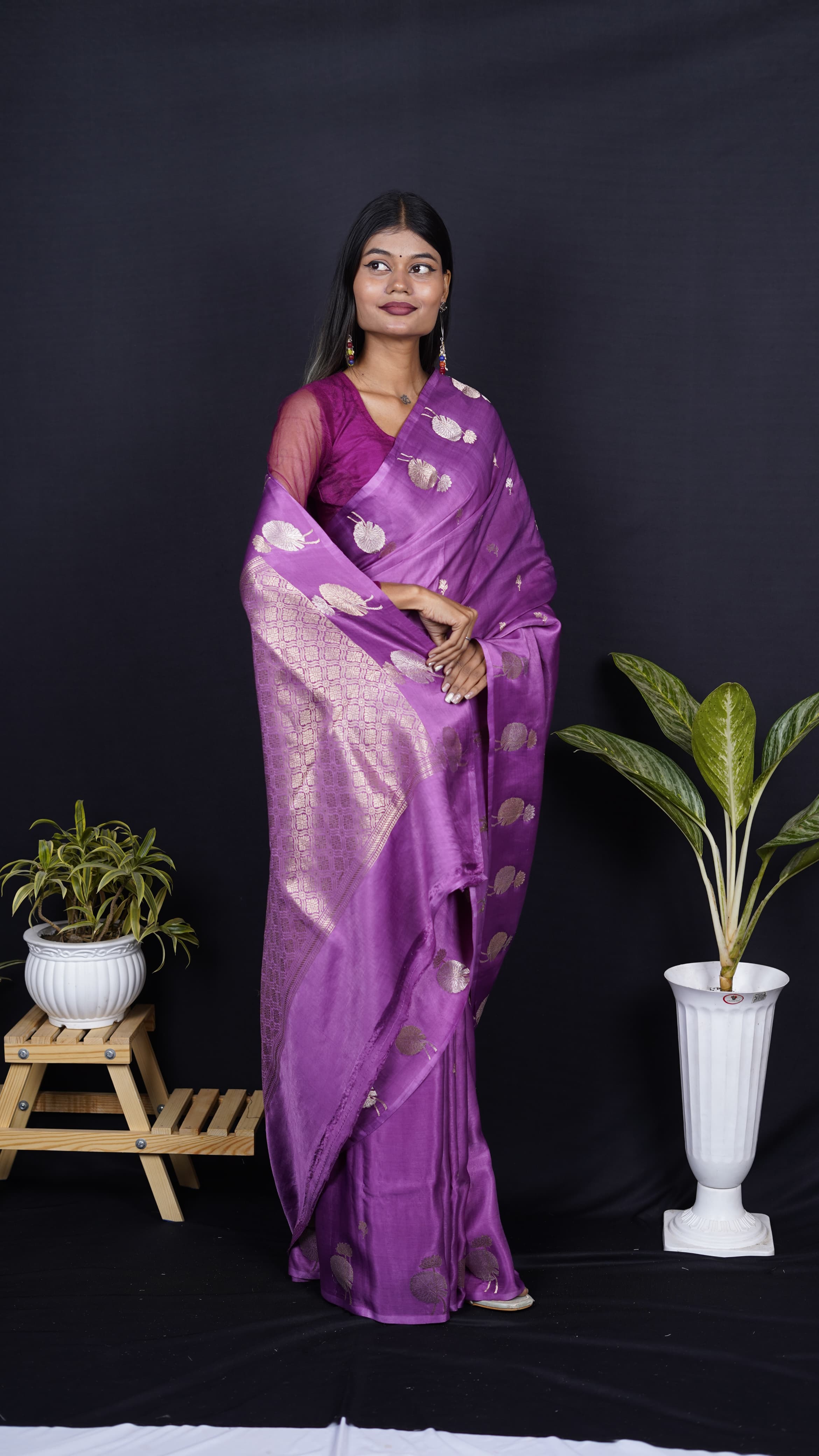 Pure Banarasi Handloom Mashru Designer Saree