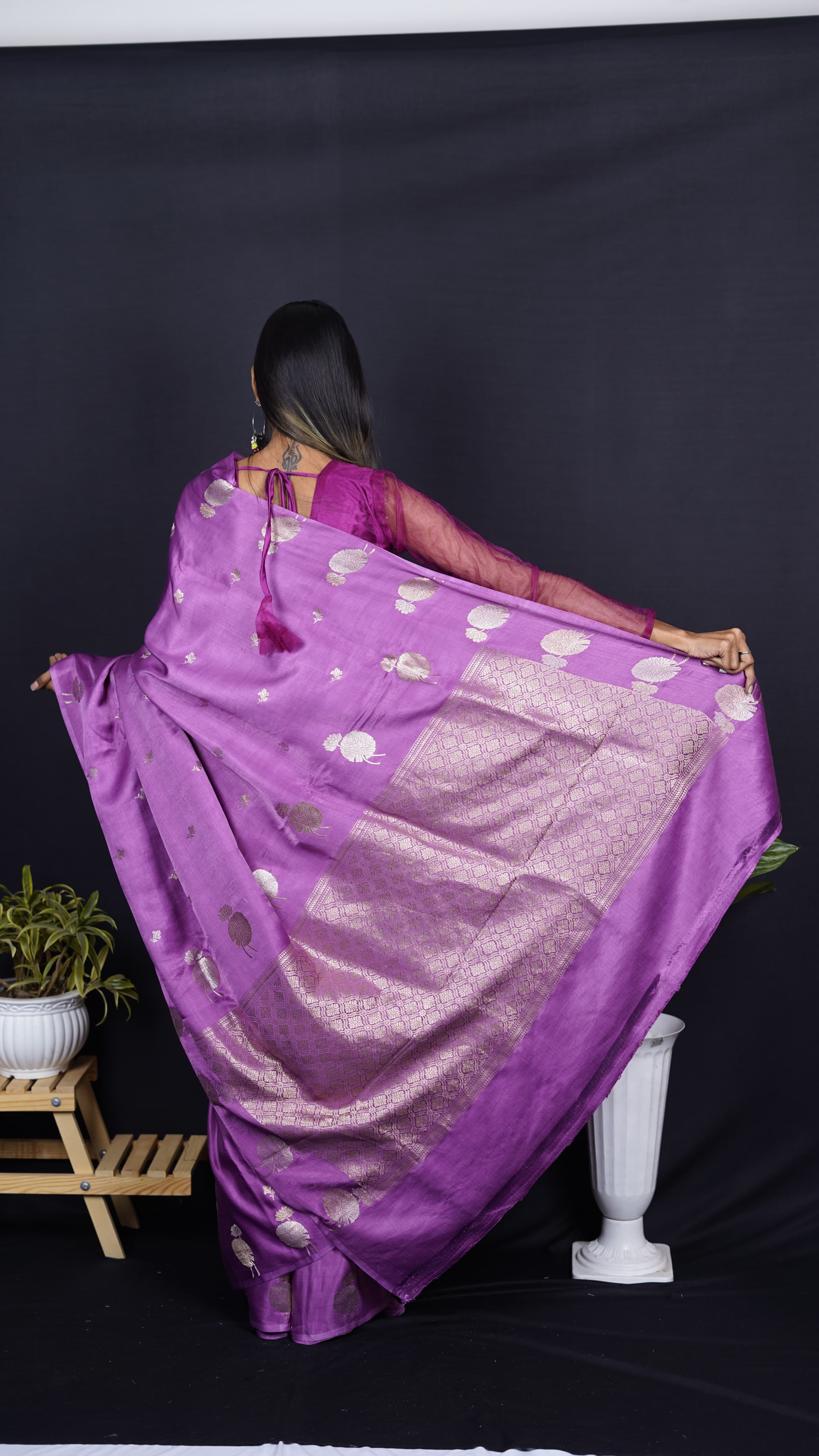 Pure Banarasi Handloom Mashru Designer Saree