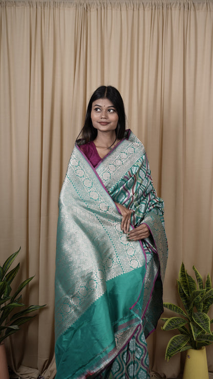 Pure Banarasi Handloom Jamdani Mehraab Saree
