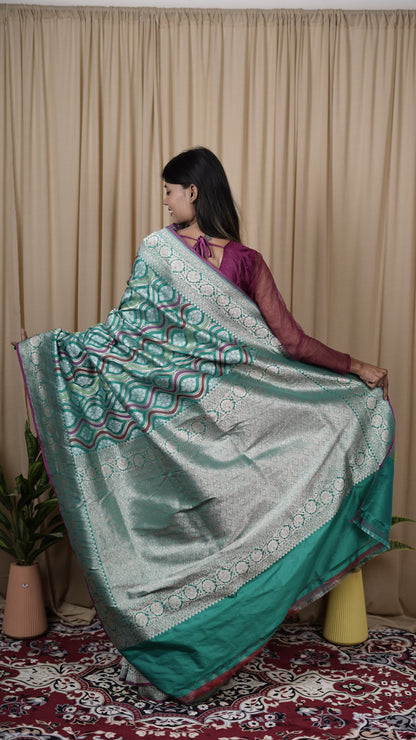 Pure Banarasi Handloom Jamdani Mehraab Saree