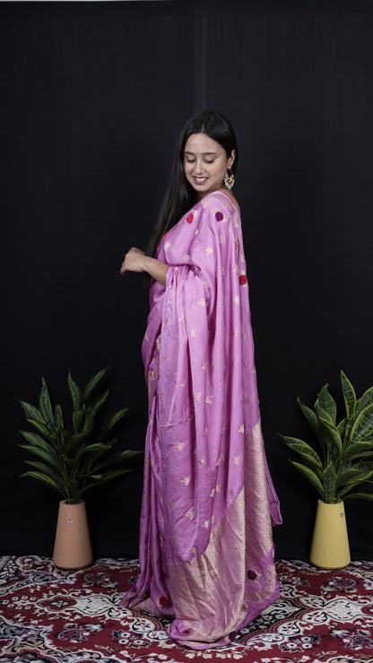 Pure Banarasi Handloom Mashru Velvet Saree