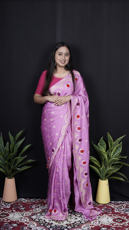 Pure Banarasi Handloom Mashru Velvet Saree