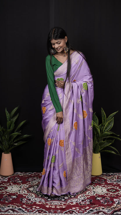 Pure Banarasi Handloom Mashru Velvet Saree