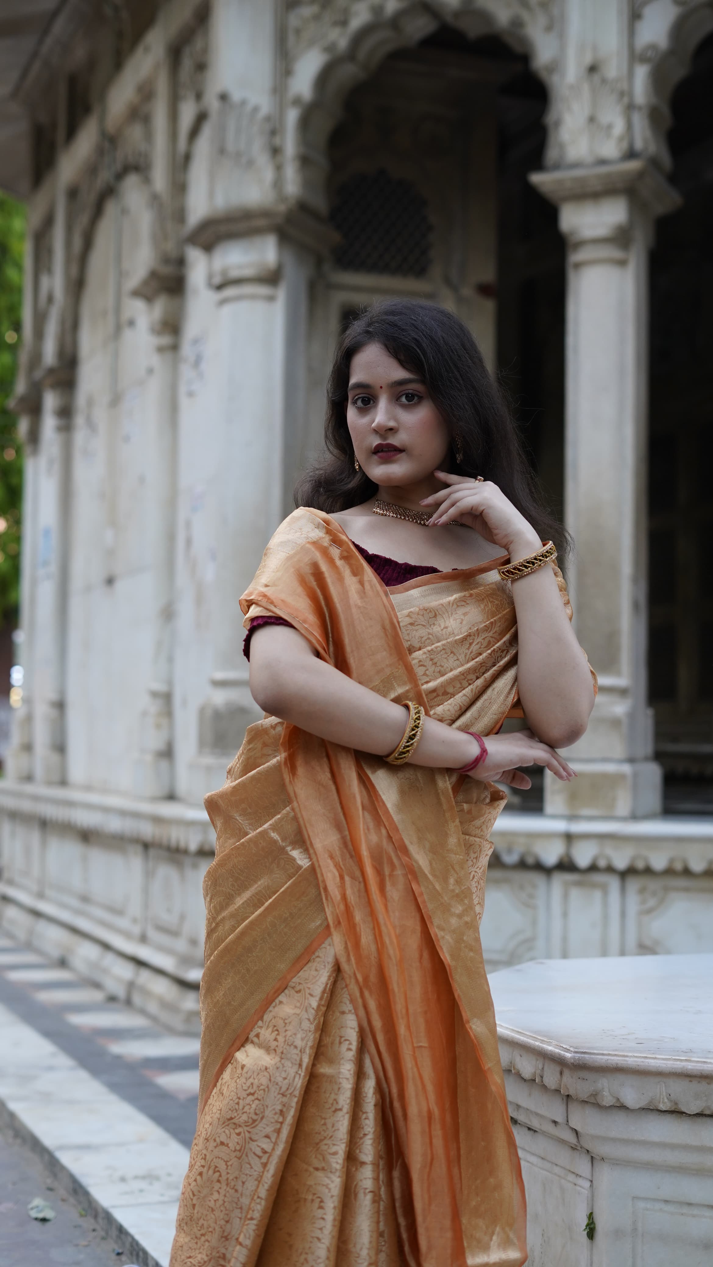 Pure Banarasi Handloom Ambose Tissue Brocade Saree