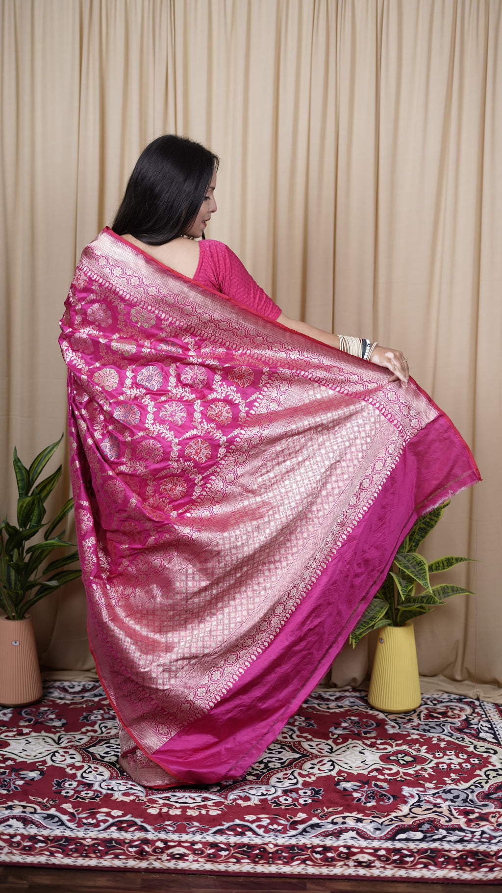 Pure Banarasi Handloom Katan Jamdani Saree