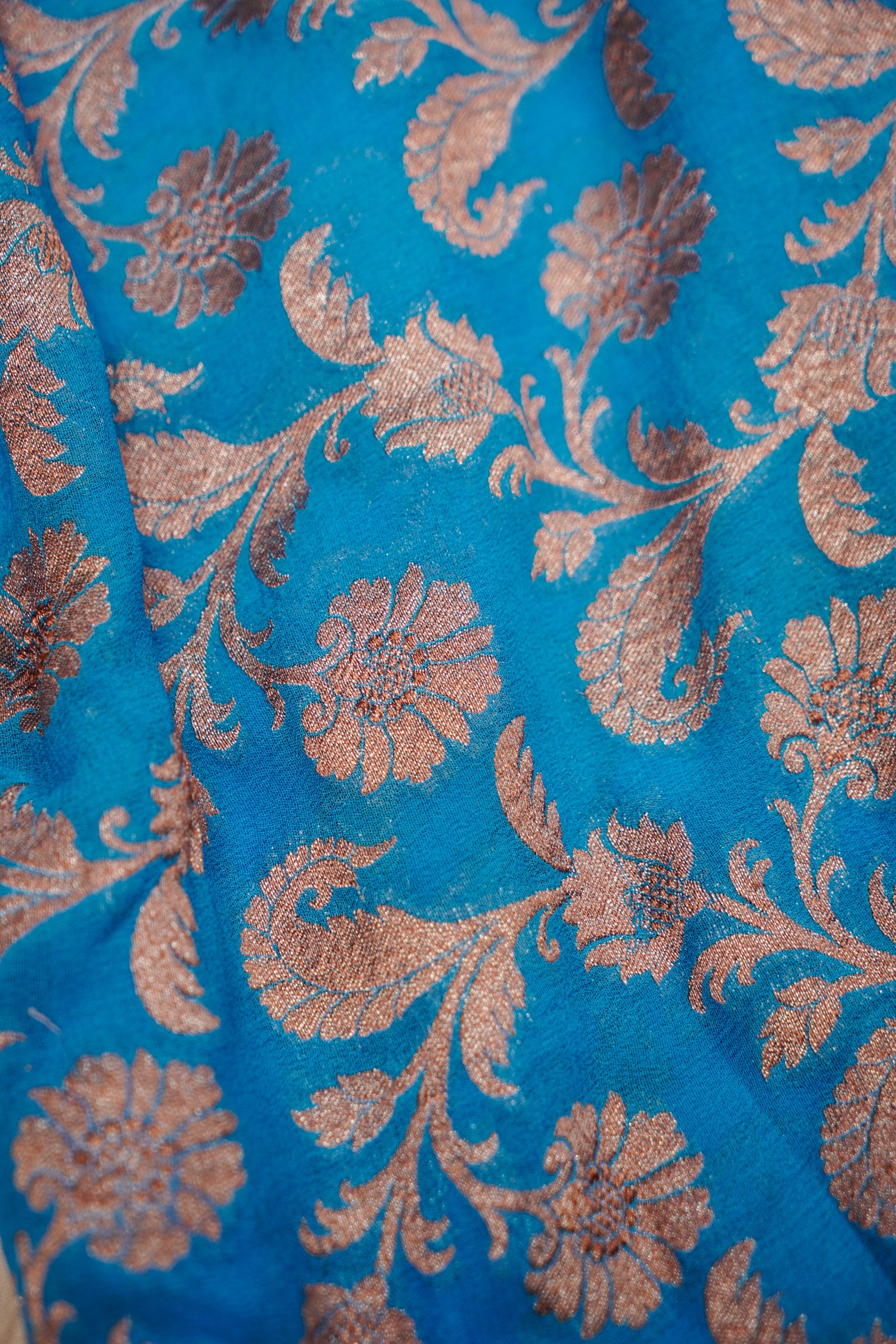 Pure Banarasi Handloom Khaddi Georgette Copper Jaal Saree