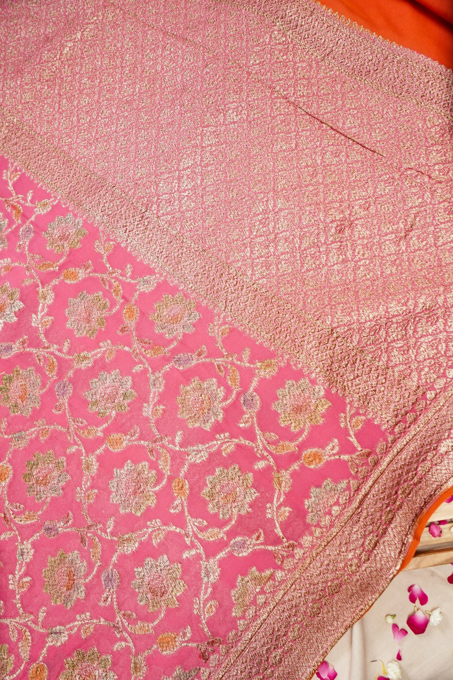 Pure Banarasi Handloom Khaddi Georgette Antique Refling Saree
