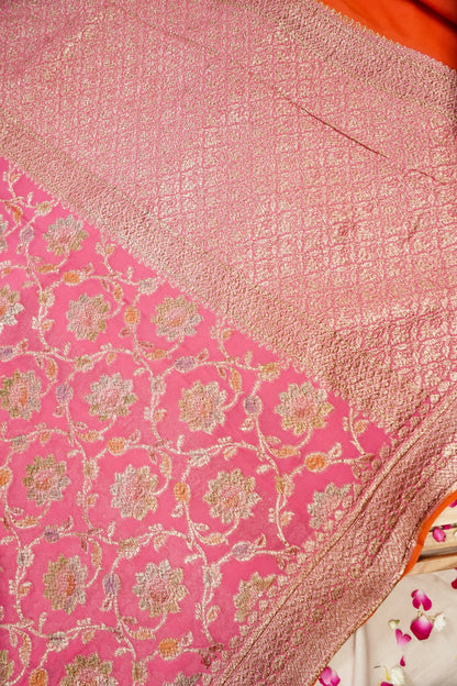 Pure Banarasi Handloom Khaddi Georgette Antique Refling Saree