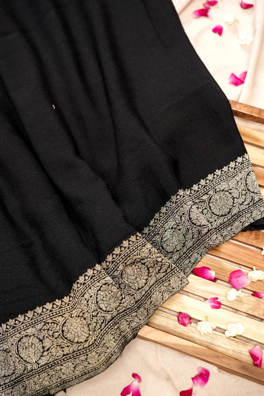 Pure Banarasi Handloom Khaddi Georgette Real Zari Valkalam Saree