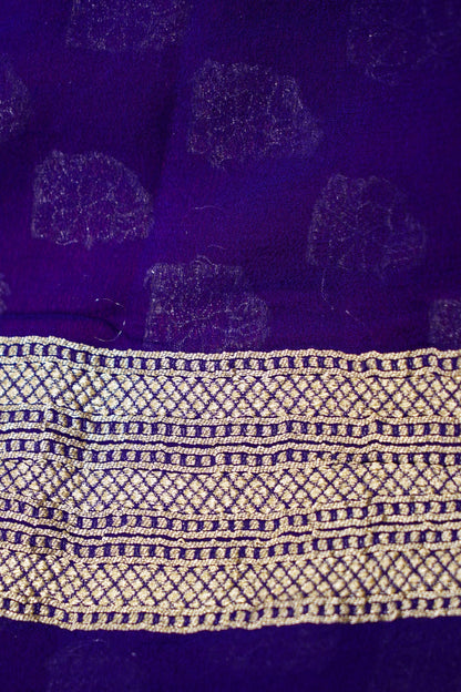 Pure Banarasi Handloom Khaddi Georgette Neemzari Buti Saree