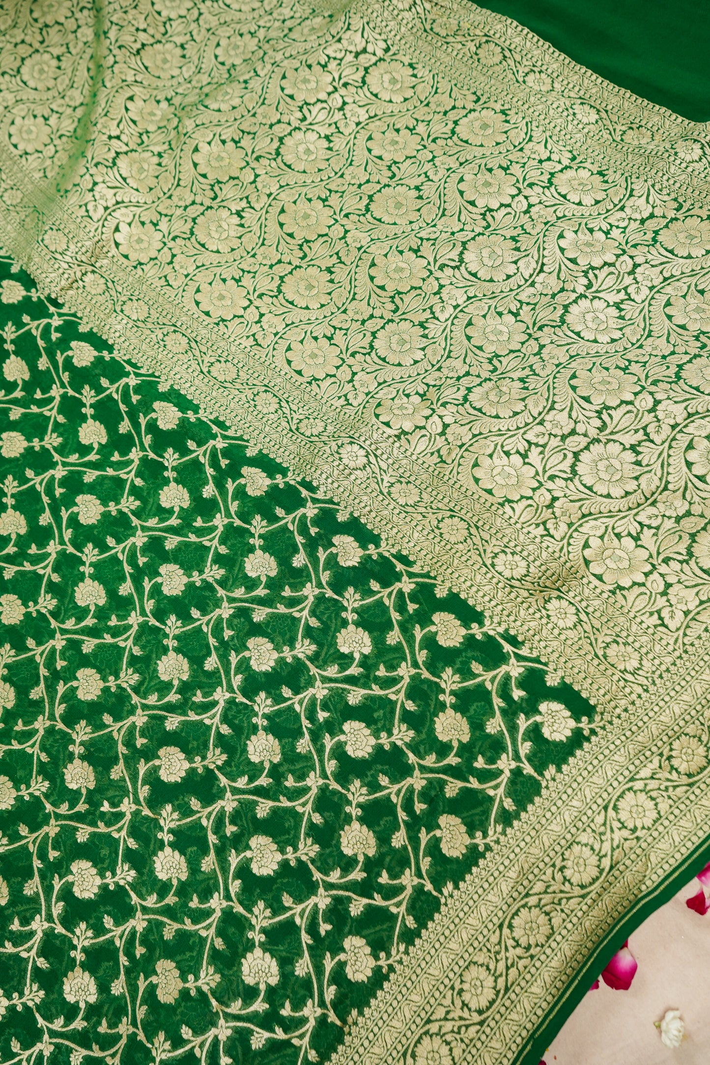Pure Banarasi Handloom Khaddi Georgette Neemzari Jaal Saree