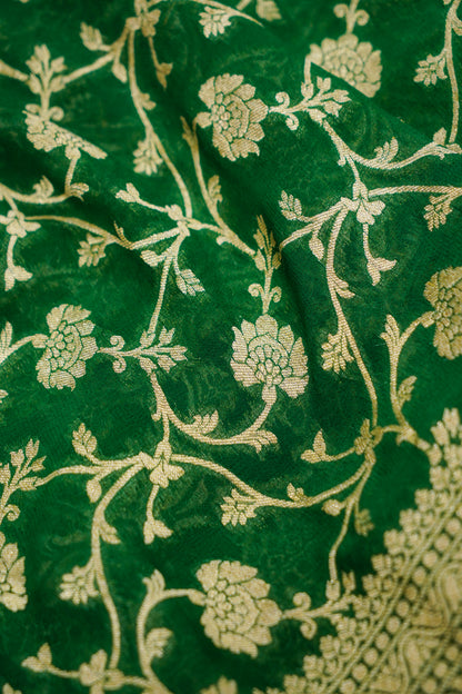 Pure Banarasi Handloom Khaddi Georgette Neemzari Jaal Saree