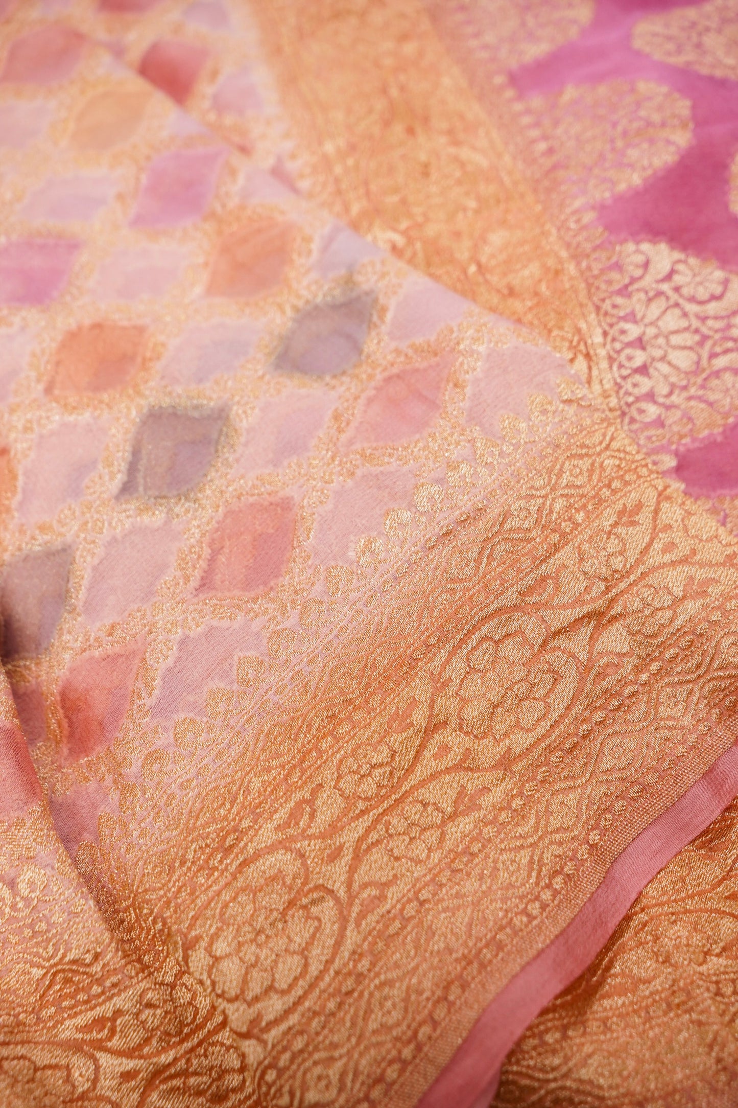 Pure Banarasi Handloom Khaddi Georgette Neemzari Multi Saree