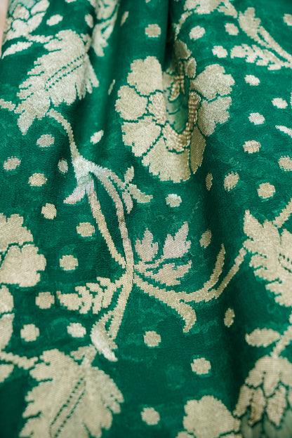 Pure Banarasi Handloom Khaddi Georgette Platinum Jaal Saree