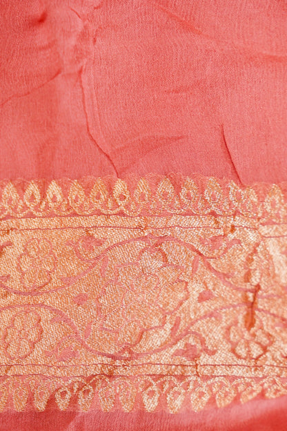 Pure Banarasi Handloom Khaddi Georgette Neemzari Multi Saree
