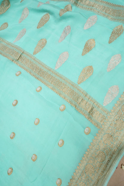 Pure Banarasi Handloom Khaddi Georgette Real Zari Boota Saree
