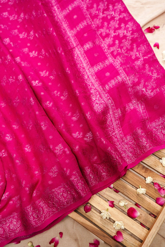 Pure Banarasi Powerloom Khaddi Georgette Chiffon Saree
