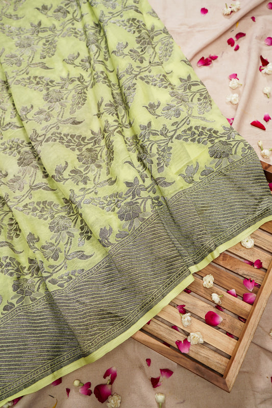 Pure Banarasi Handloom Khaddi Georgette Black Zari Jaal Saree