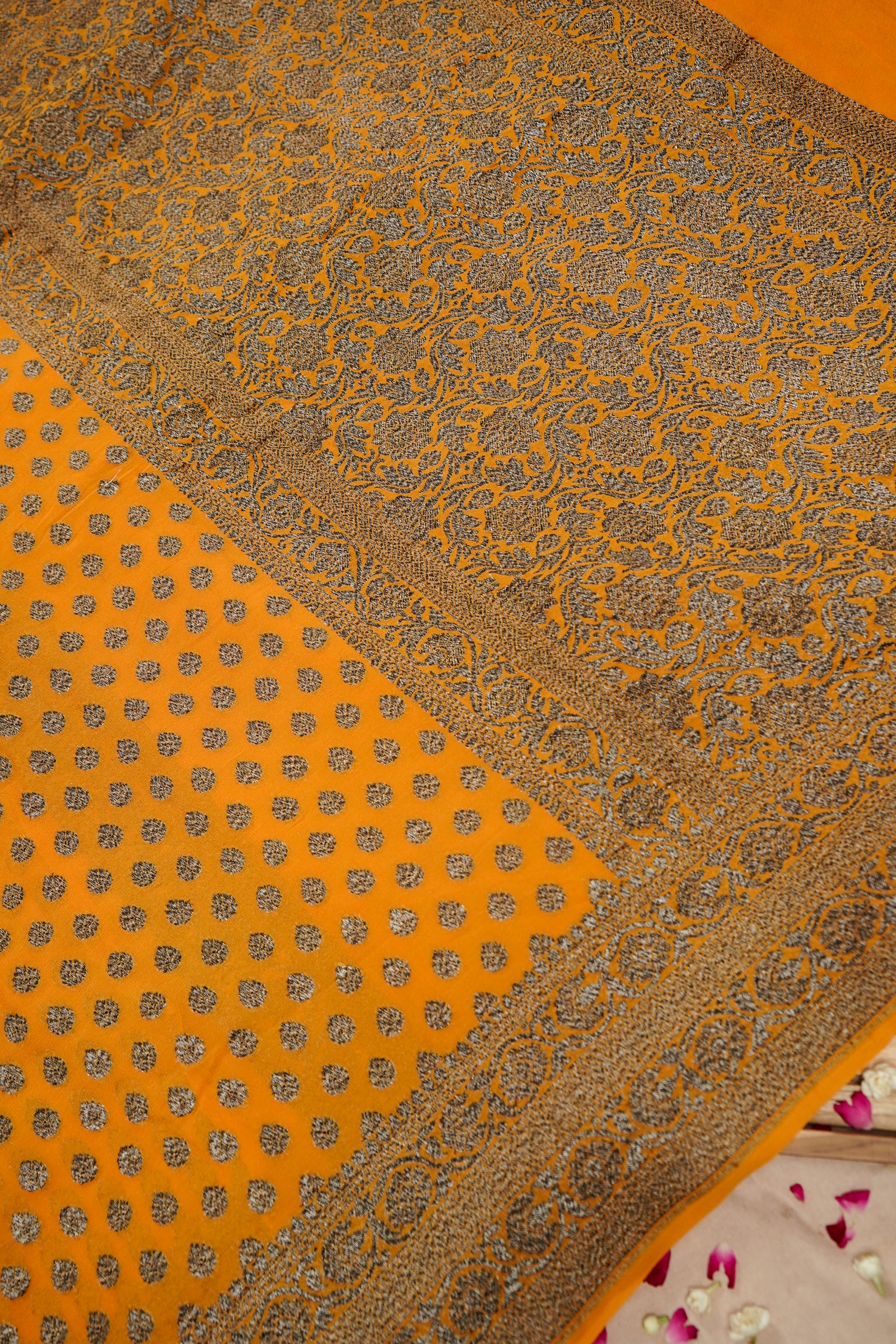 Pure Banarasi Handloom Khaddi Georgette Black Zari Buti Saree