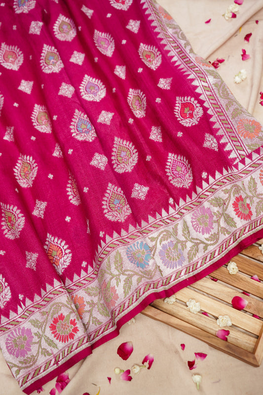 Pure Banarasi Handloom Tussar Georgette Paithani Saree