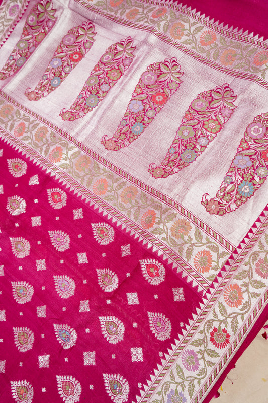Pure Banarasi Handloom Tussar Georgette Paithani Saree
