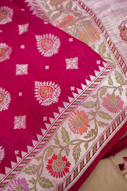 Pure Banarasi Handloom Tussar Georgette Paithani Saree