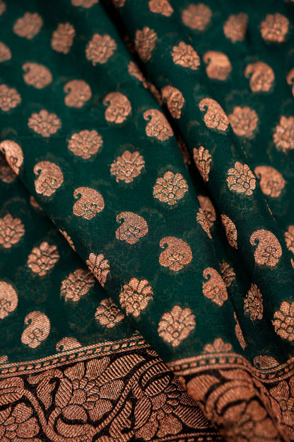 Pure Banarasi Handloom Khaddi Georgette Copper Buti Saree
