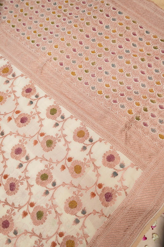 Pure Banarasi Handloom Khaddi Georgette Copper Refling Saree