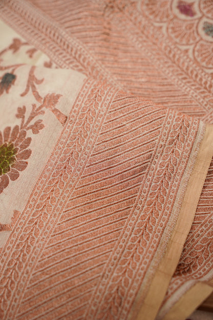 Pure Banarasi Handloom Khaddi Georgette Copper Refling Saree