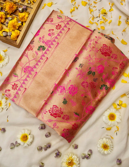 Pure Banarasi Handloom Katan Tissue Brocade Kinkhab Saree