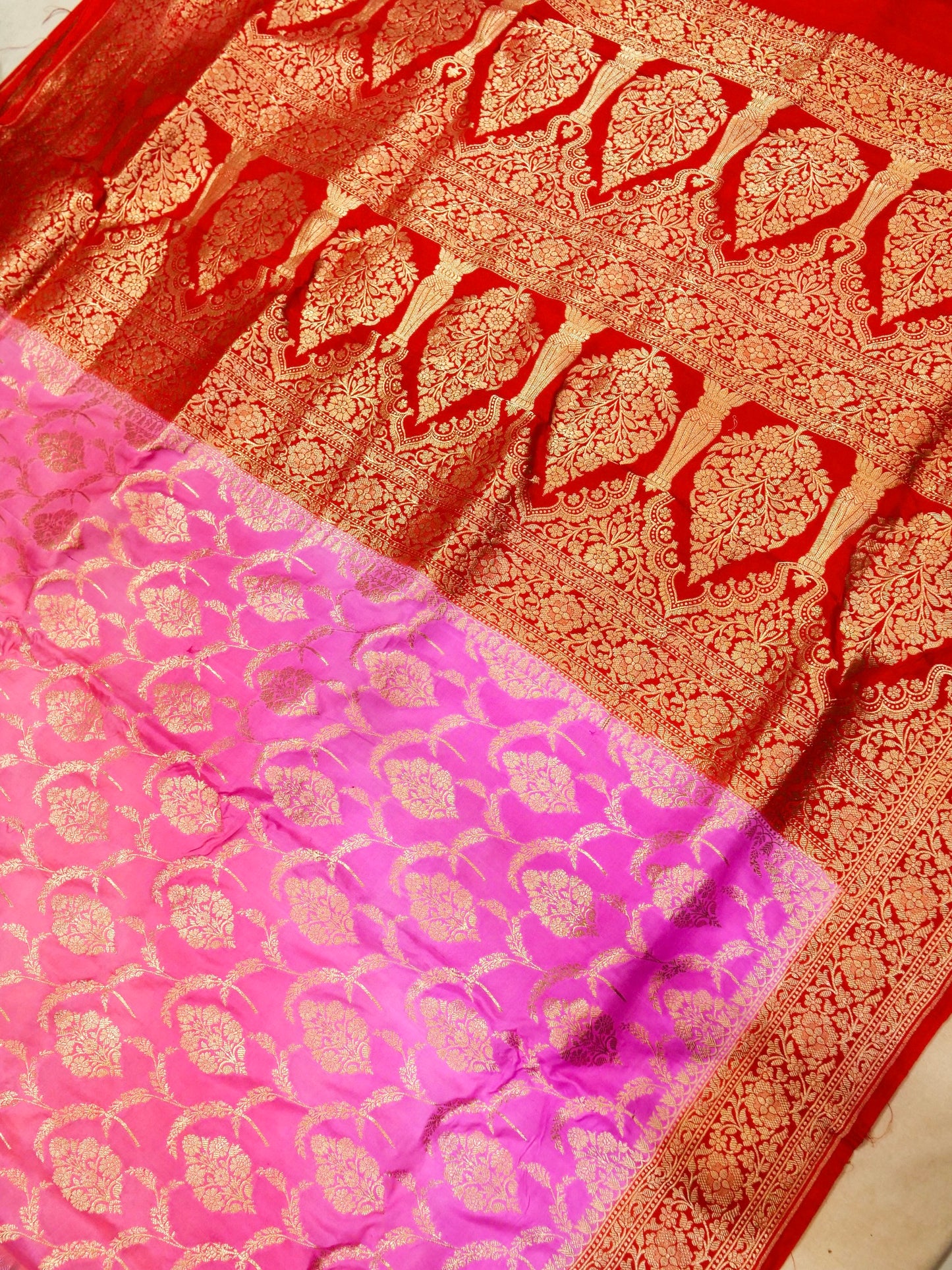 Pure Banarasi Handloom Katan Mashru Saree