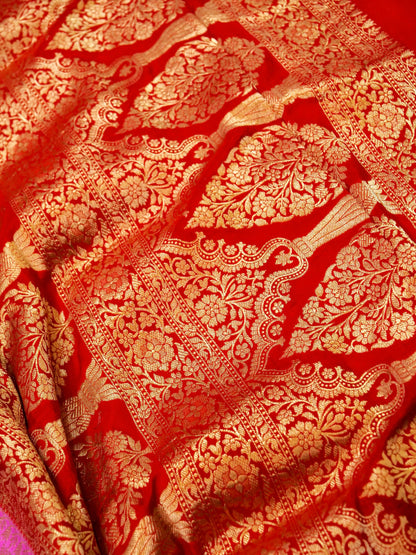 Pure Banarasi Handloom Katan Mashru Saree