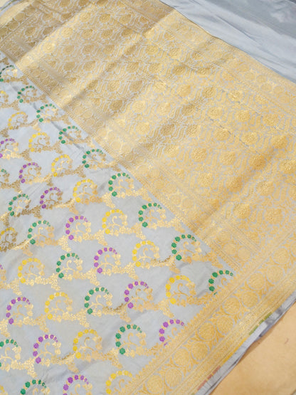 Pure Banarasi Handloom Katan Jamdani Saree