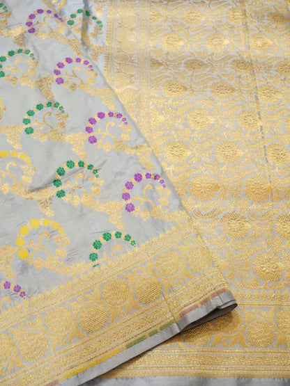 Pure Banarasi Handloom Katan Jamdani Saree