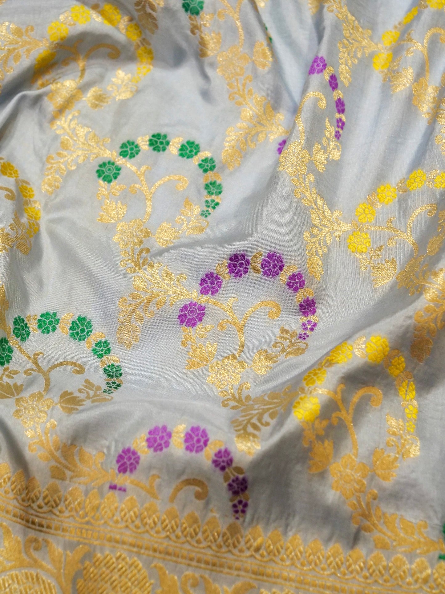 Pure Banarasi Handloom Katan Jamdani Saree
