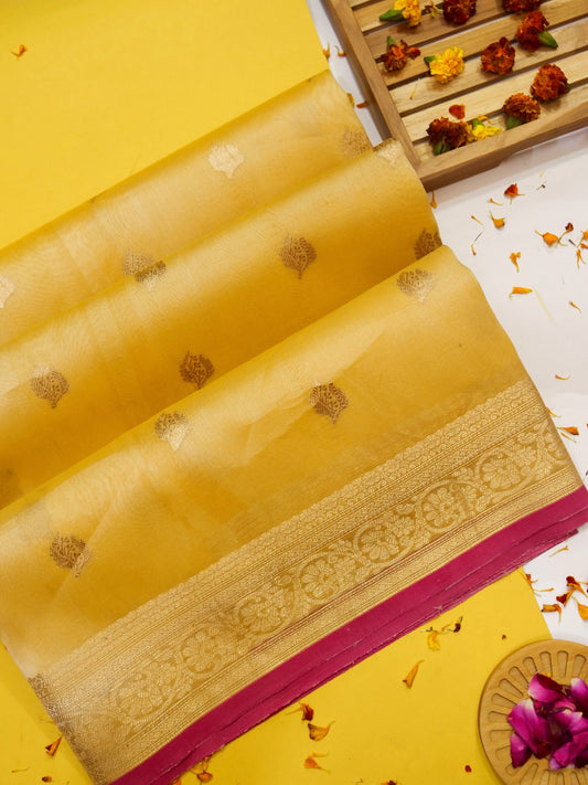 Pure Banarasi Handloom Kora Kadhwa Saree