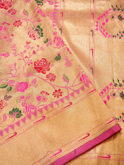 Pure Banarasi Handloom Katan Tissue Brocade Kinkhab Saree