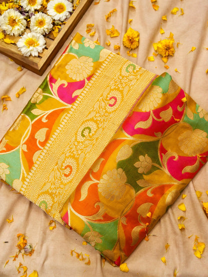 Pure Banarasi Handloom Katan Rangkaat Saree