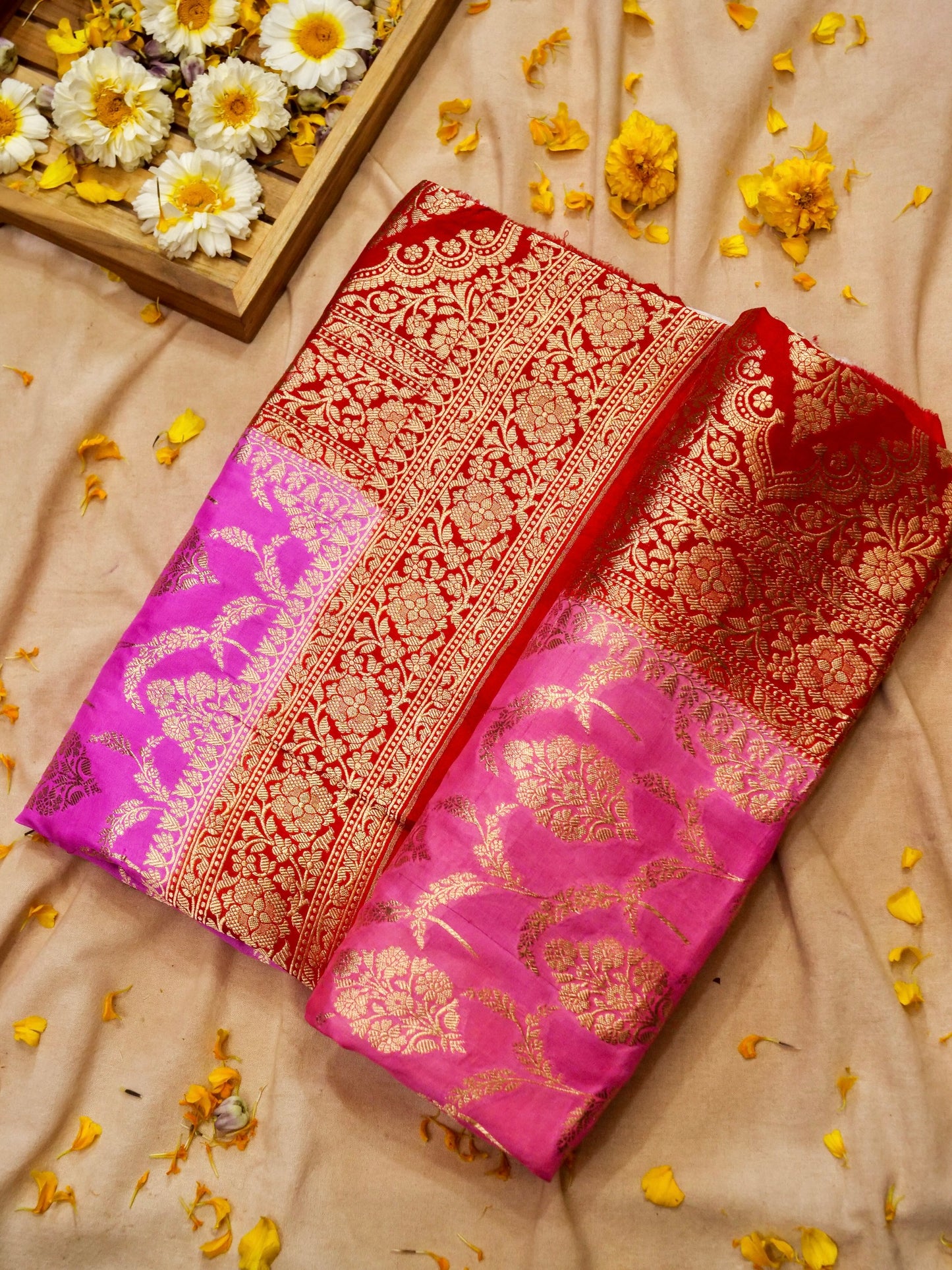 Pure Banarasi Handloom Katan Mashru Saree