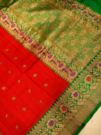Pure Banarasi Handloom Tussar Boota Meena Saree