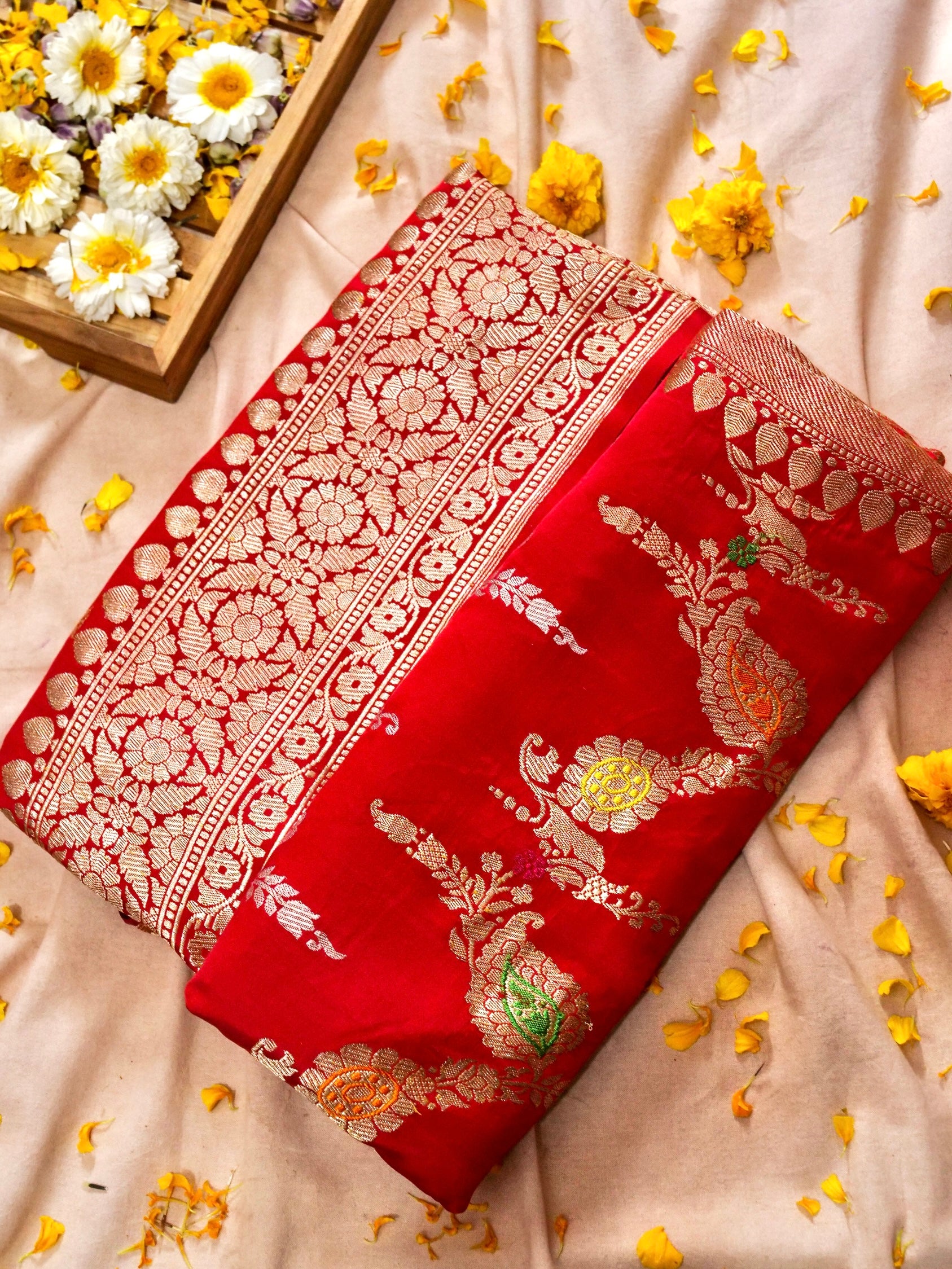 Pure Banarasi Handloom Mashru Kadhwa Saree